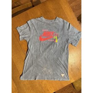 Nike Palm Tree Surf Logo T-Shirt Men's Large Washed Gray Neon Swoosh Tee